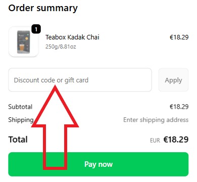 Как использовать промокод в TeaBox